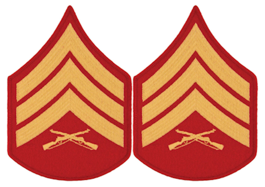USMC Chevrons - GOLD on RED