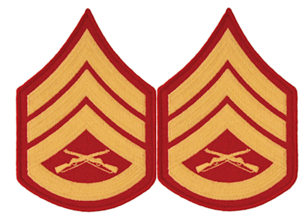 USMC Chevrons - GOLD on RED