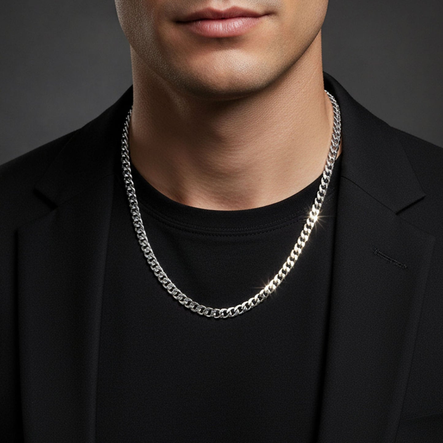 Stainless Steel Diamond Cut Curb Chain Necklace