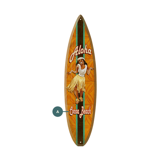 Aloha Hula Girl - Surfboard Wall Art