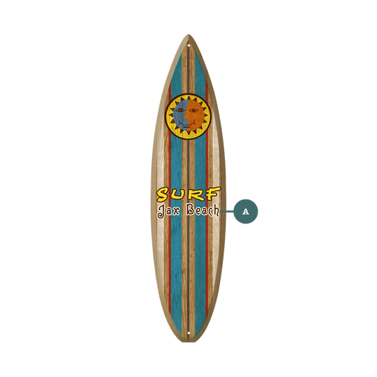 Vintage Stripes and Sun - Surfboard Wall Art