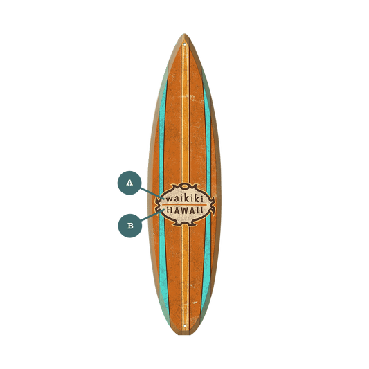 Waikiki Hawaii - Surfboard Wall Art