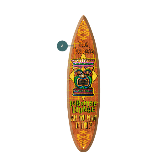 Paradise Lounge Tiki - Surfboard Wall Art
