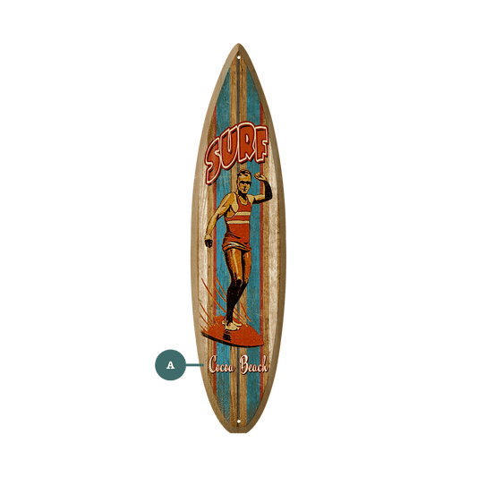 Old School Surfer - Surfboard Wall Art