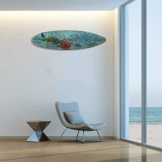 A Sea Turtle's Adventure - Surfboard Wall Art