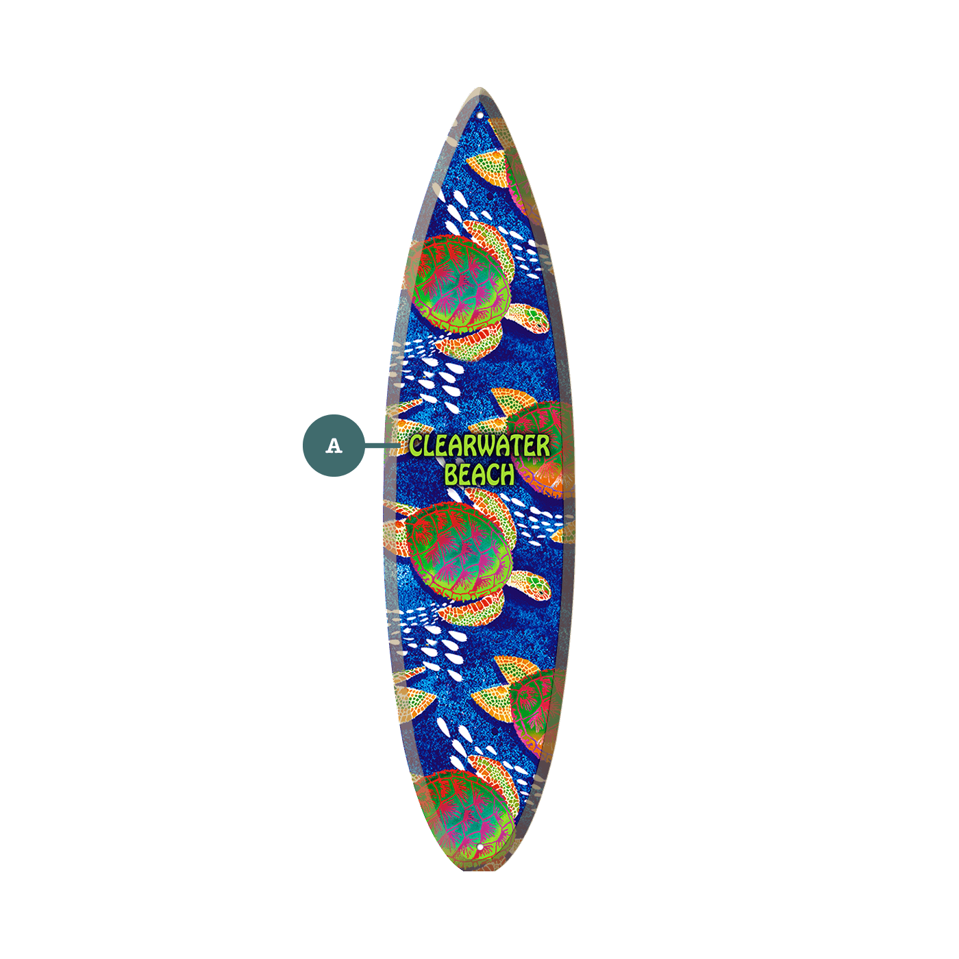 Psychedelic Sea Turtles - Surfboard Wall Art