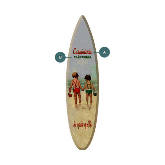 Hand in Hand: Children's Beach Time - Surfboard Wall Art