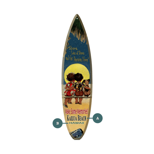 Stars and Hawaiian Moon - Surfboard Wall Art