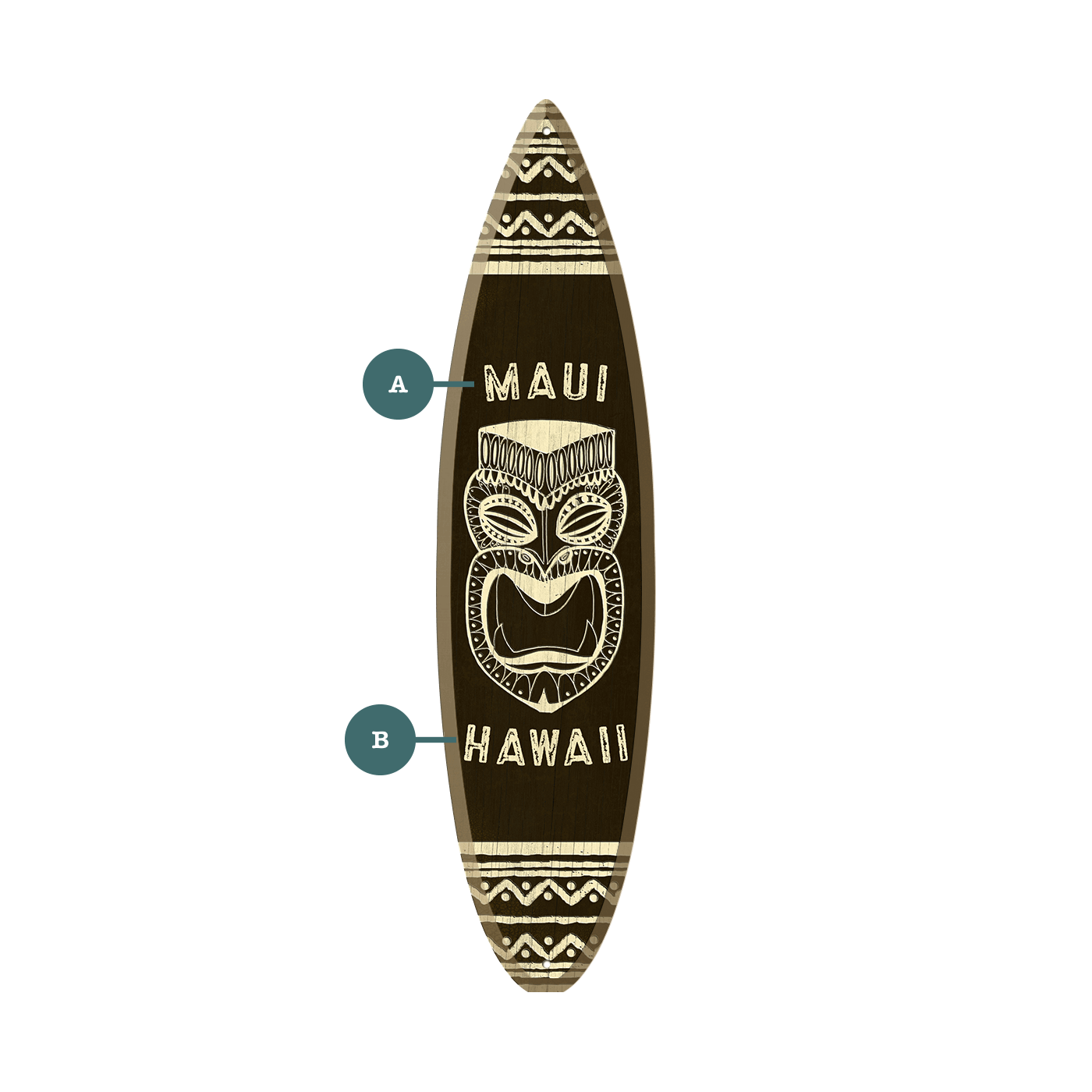 Tiki Mask - Surfboard Wall Art