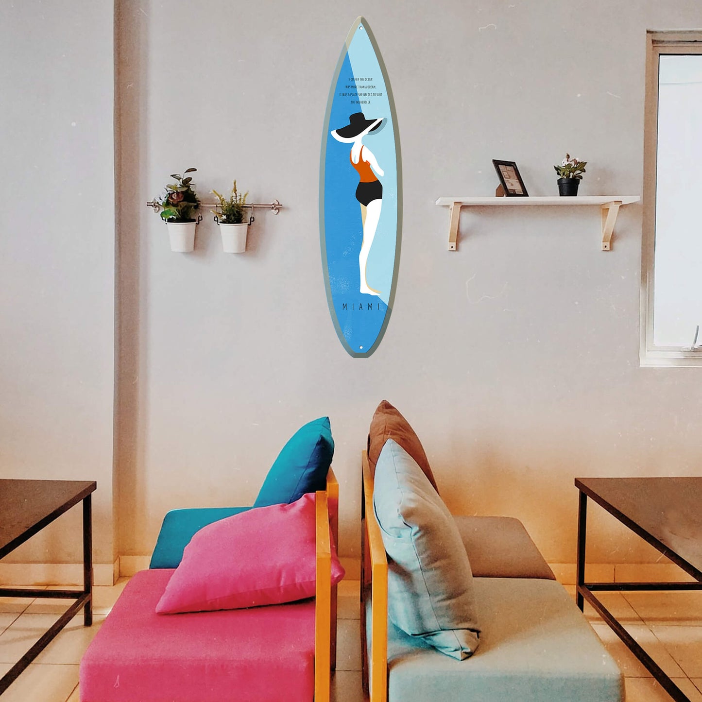 Seaside Serenity - Surfboard Wall Art