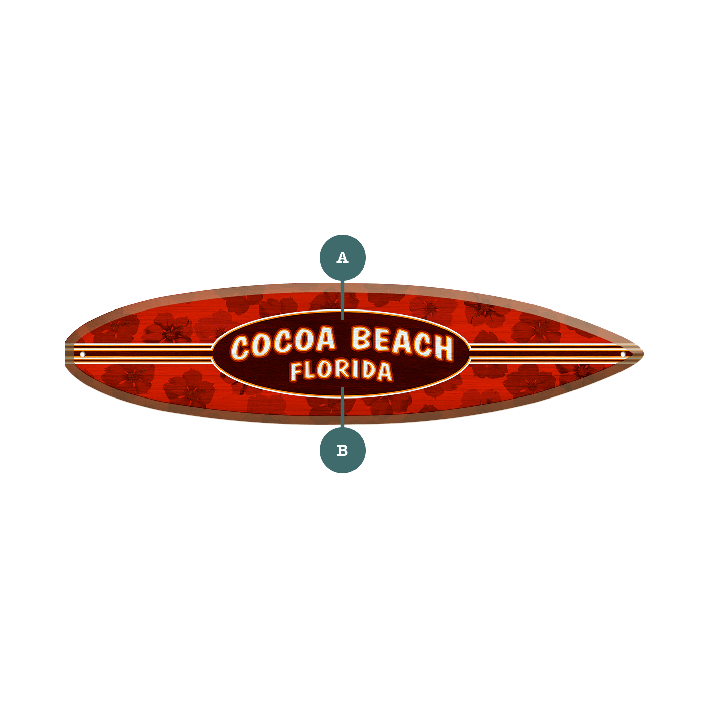 Red Hibiscus Custom Surfboard - Surfboard Wall Art