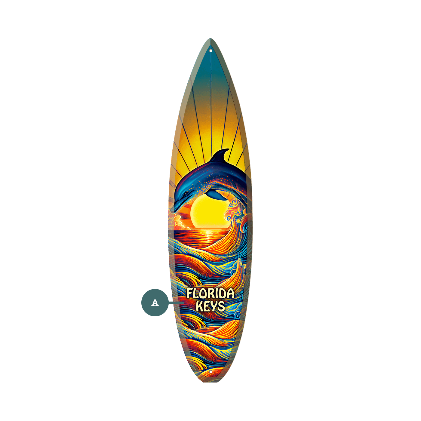 Sunset Dolphin Surfboard Sign - Surfboard Wall Art
