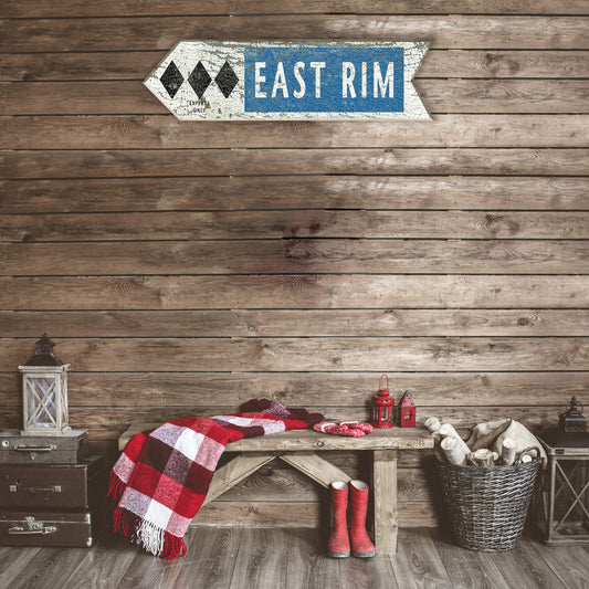 Ski Run Difficulty Arrow: Triple Black - Wood Wall Decor