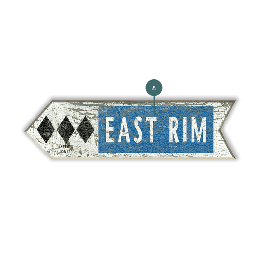 Ski Run Difficulty Arrow: Triple Black - Wood Wall Decor