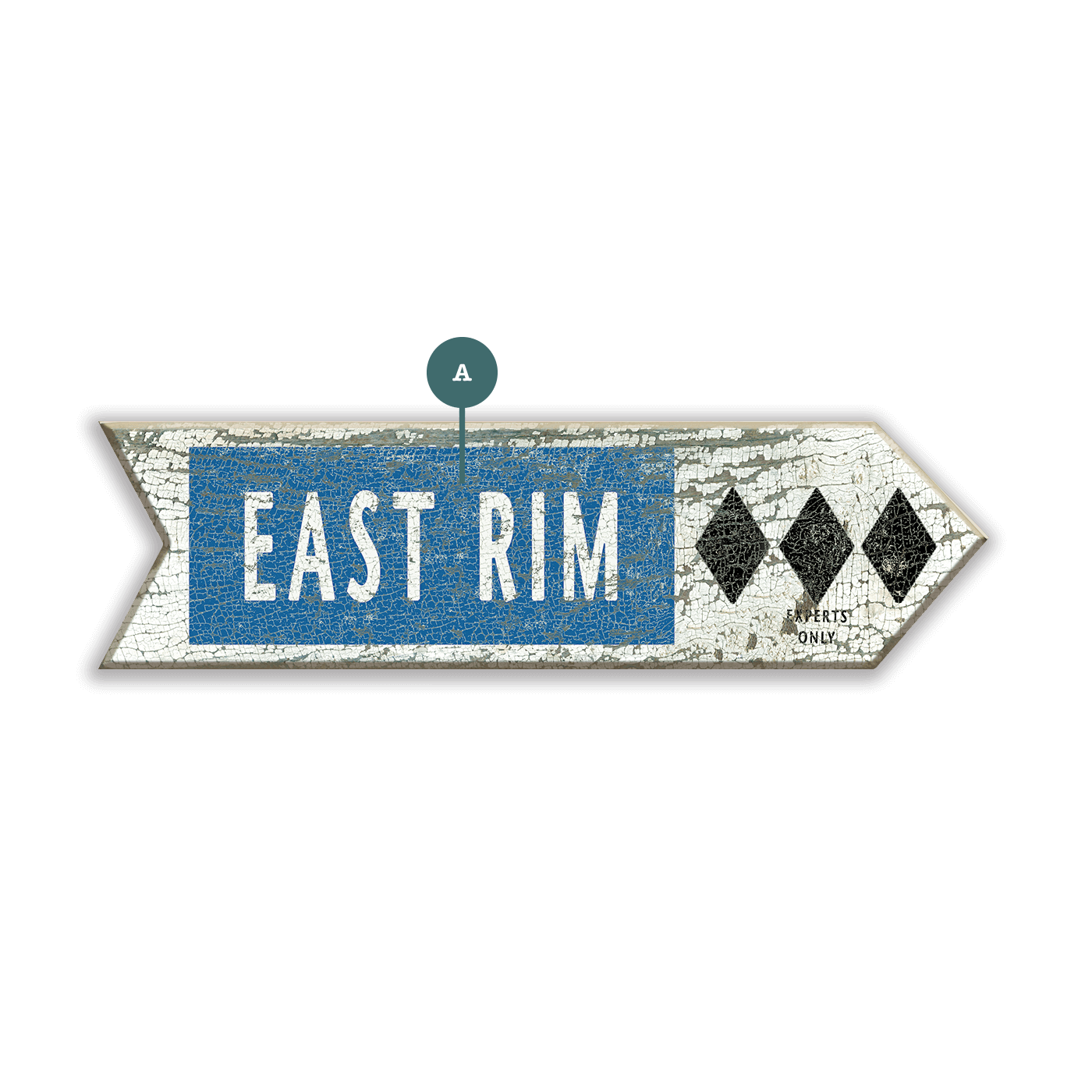 Ski Run Difficulty Arrow: Triple Black - Wood Wall Decor