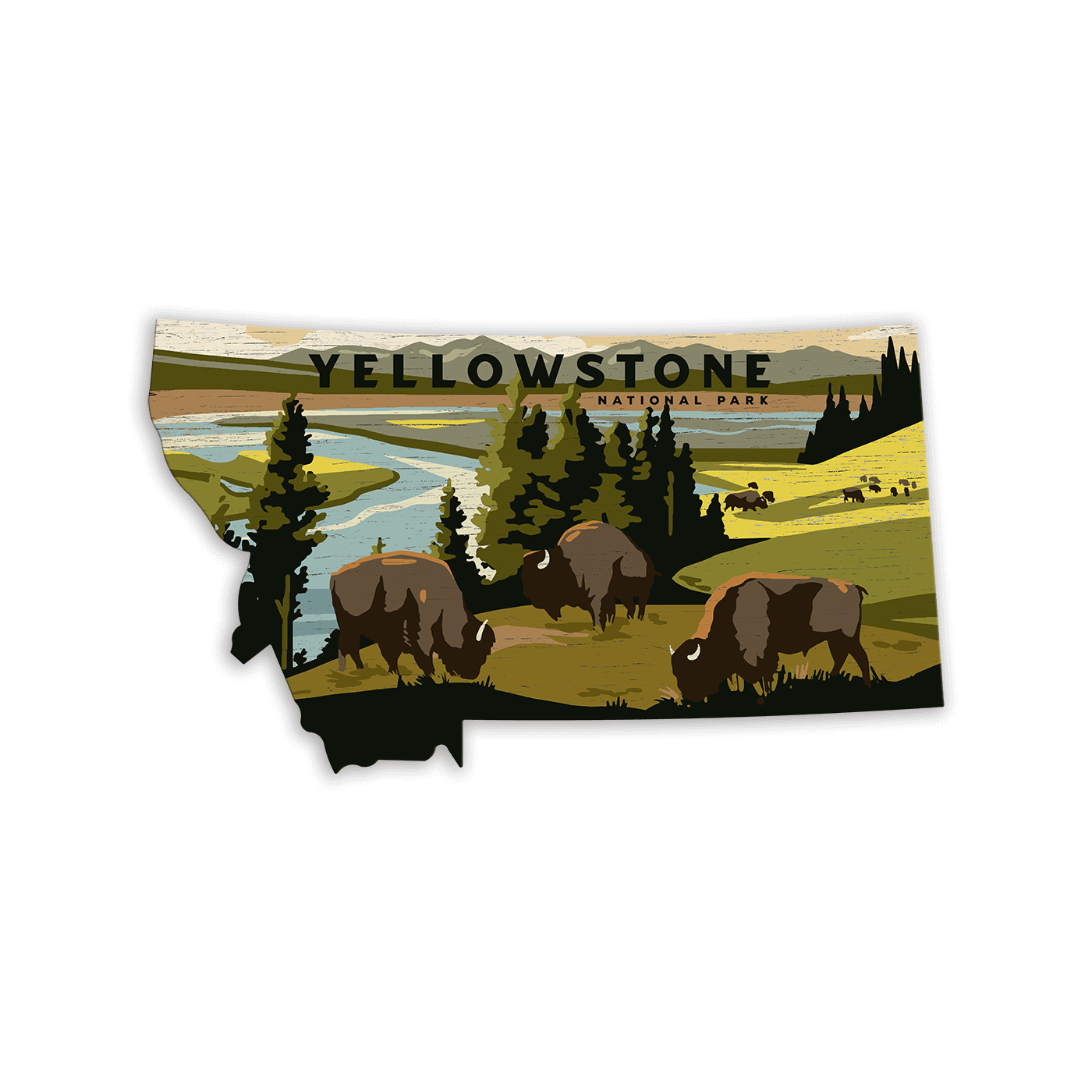 Yellowstone National Park Montana Cutout Sign - Shaped Wall Art