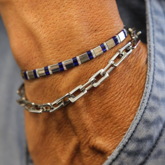CURB CHECK - Silver Men’s Chain Bracelet