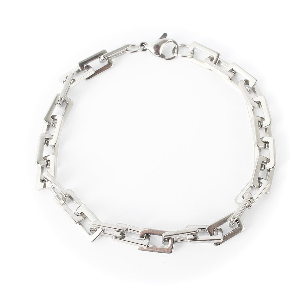 CURB CHECK - Silver Men’s Chain Bracelet