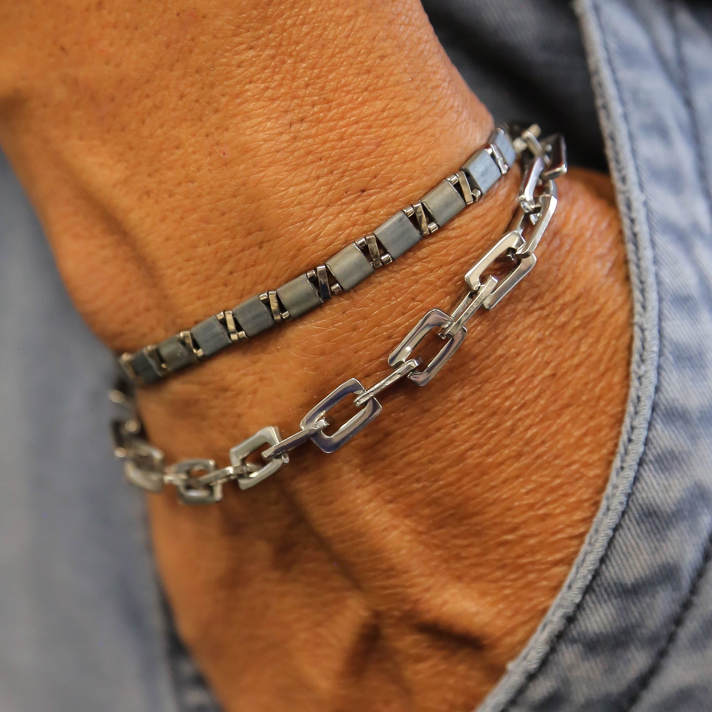 CURB CHECK - Silver Men’s Chain Bracelet