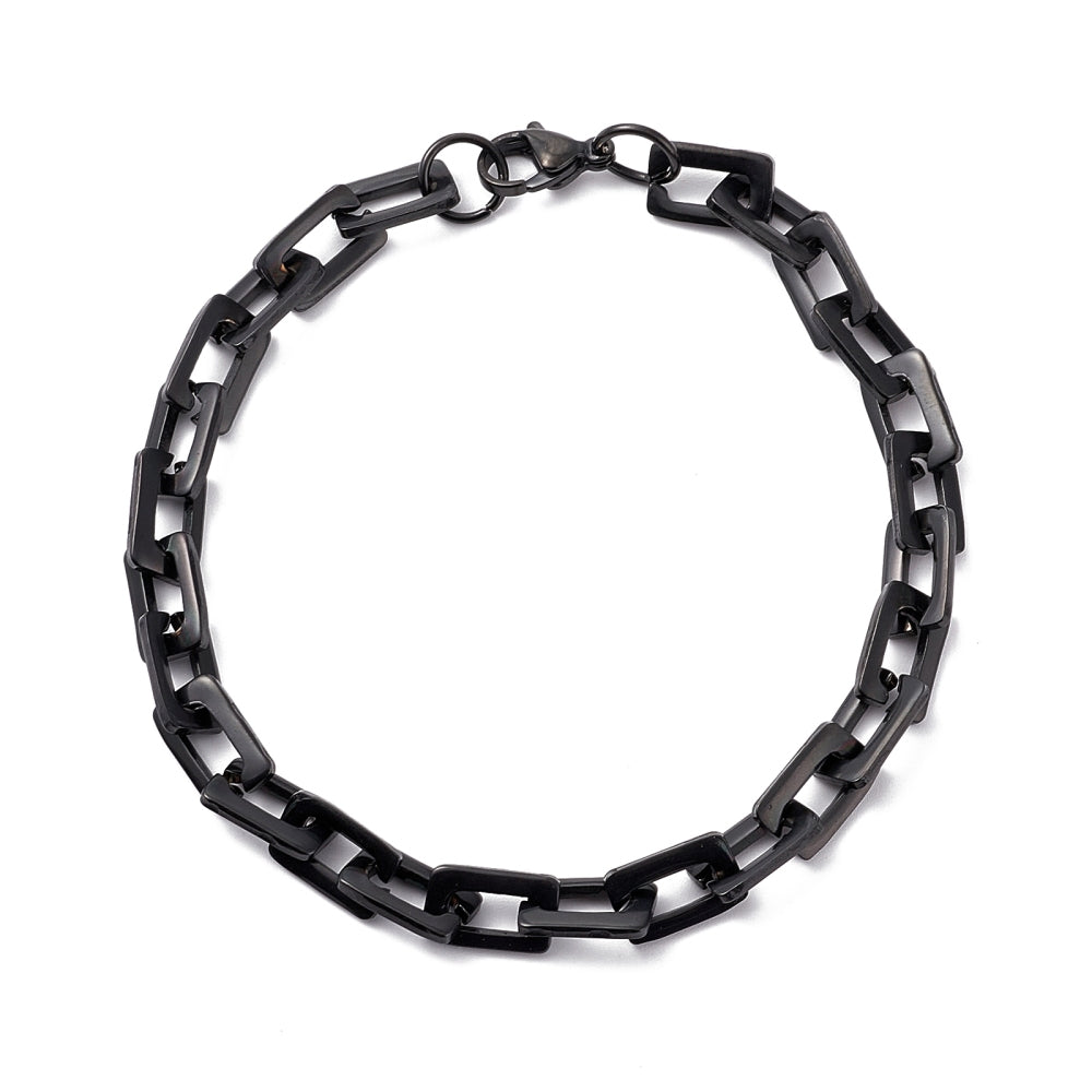 CURB CHECK BLACK - Men's Steel Bracelet