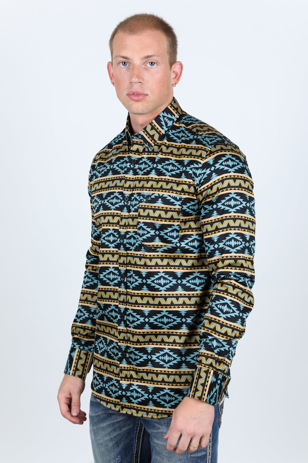 Men’s Legendary Aztec Cotton Spandex Modern Fit shirt - Black