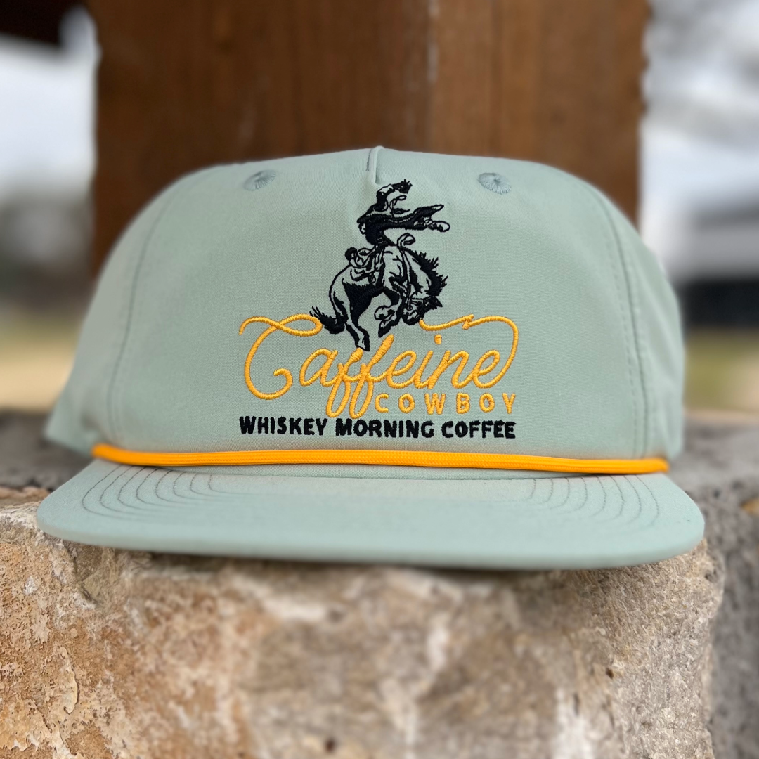Caffeine Cowboy Hat ( Teal/Gold or Black/Red)