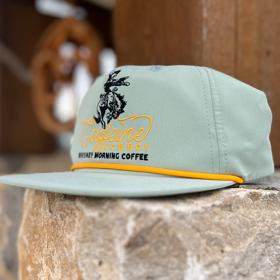Caffeine Cowboy Hat ( Teal/Gold or Black/Red)