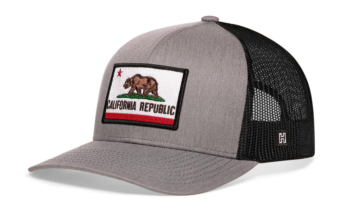California Flag Trucker Hat  |  Gray-Black CA Snapback
