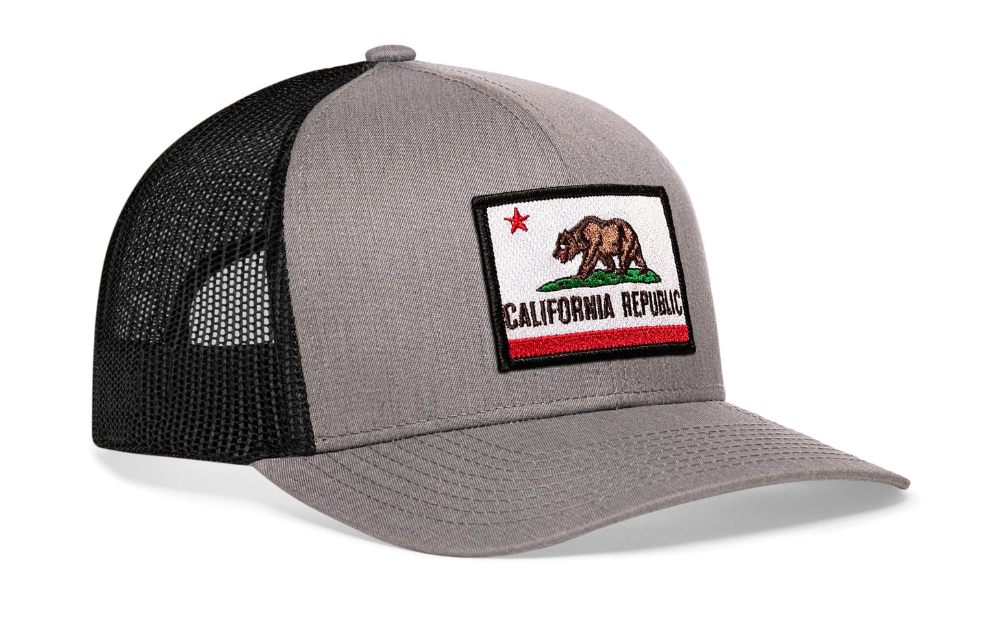 California Flag Trucker Hat  |  Gray-Black CA Snapback