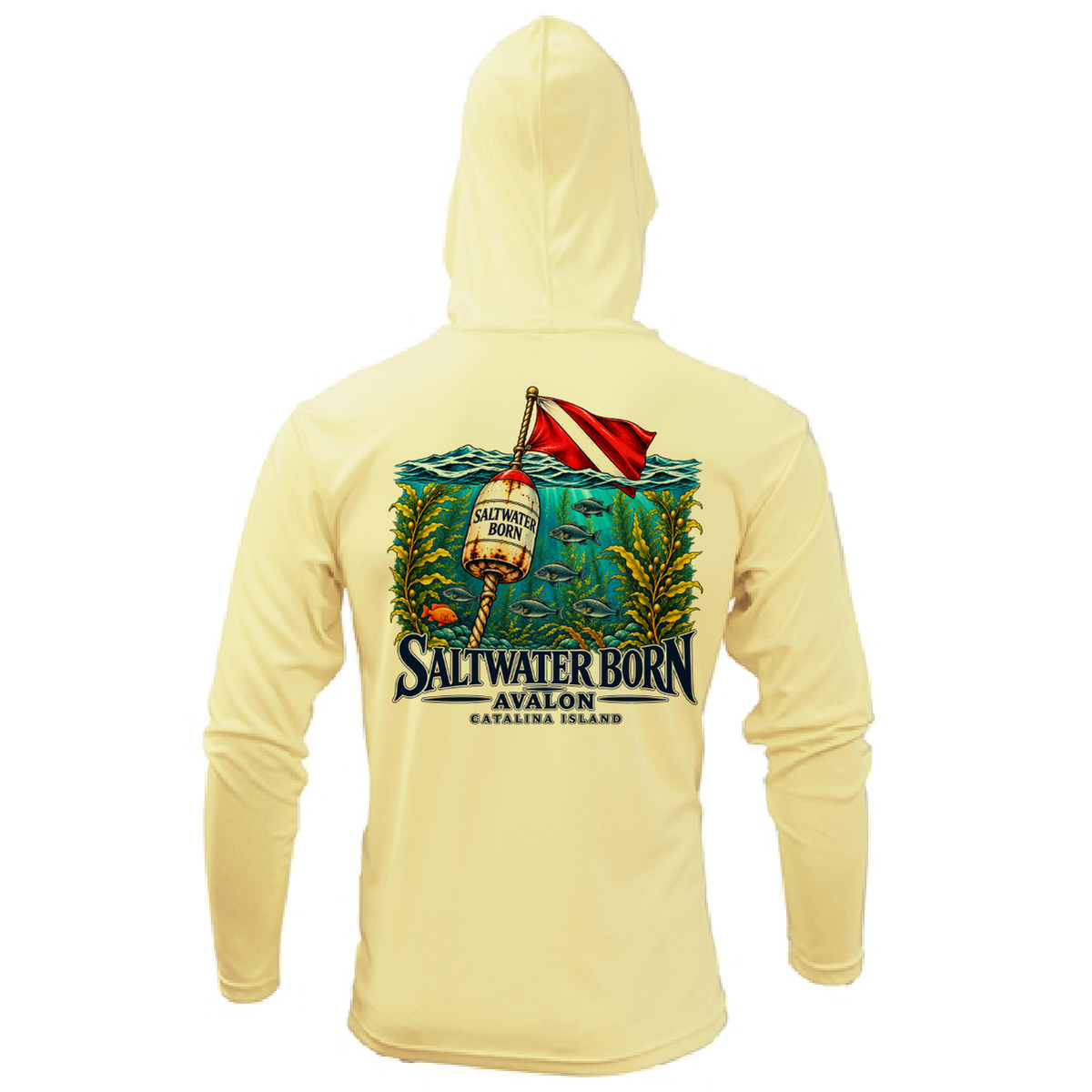 Avalon, CA Dive Flag Buoy Men's Long Sleeve UPF 50+ Dry-Fit Hoodie