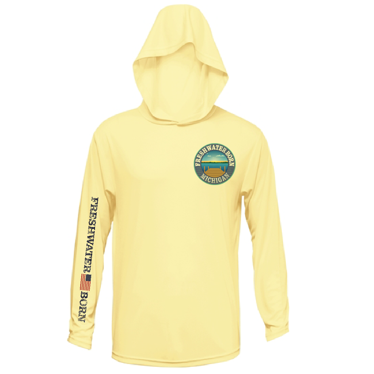 Michigan Freshwater Born Perch Men's Long Sleeve UPF 50+ Dry-Fit Hoodie
