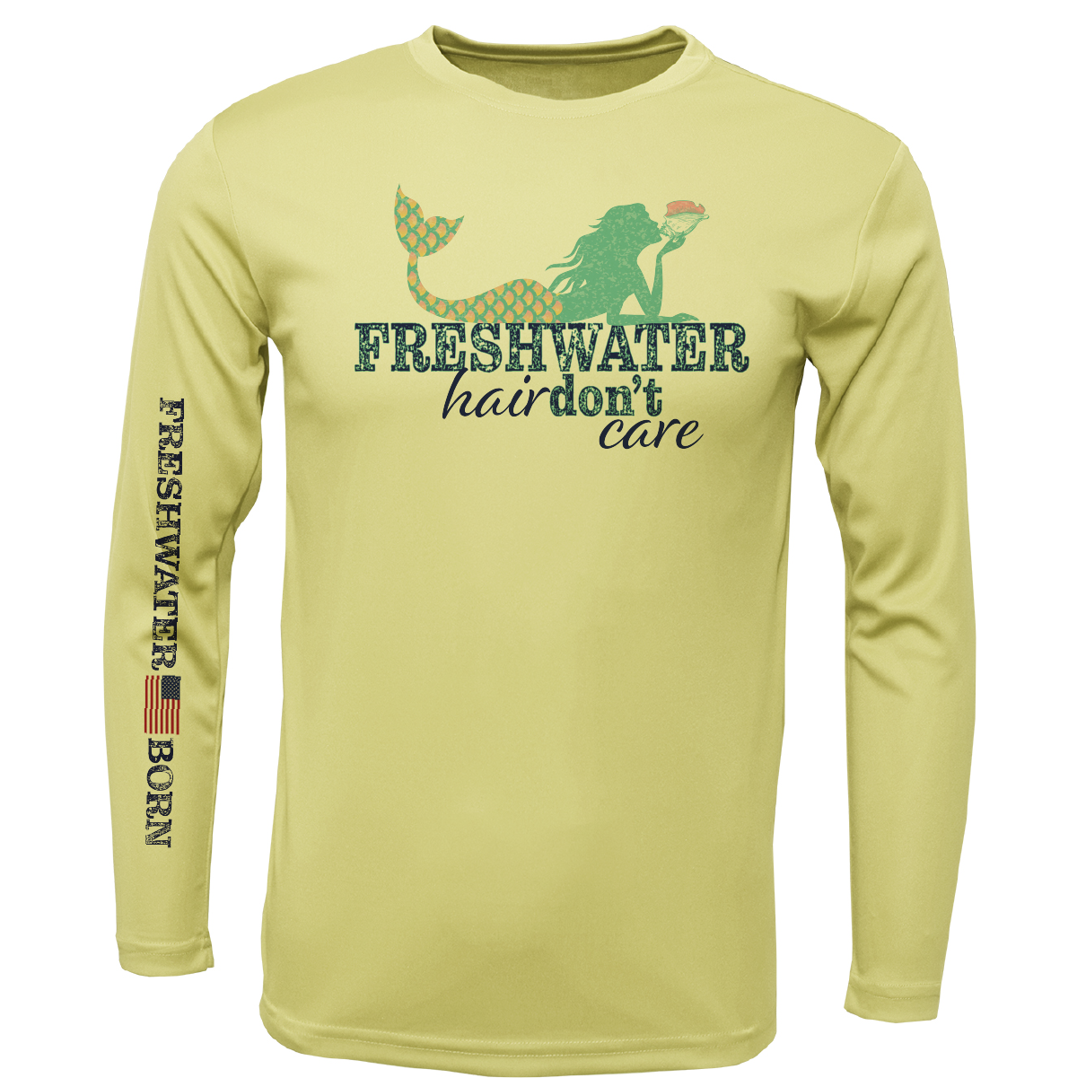 Florida "Freshwater Hair Don't Care" Girl's Long Sleeve UPF 50+ Dry-Fit Shirt
