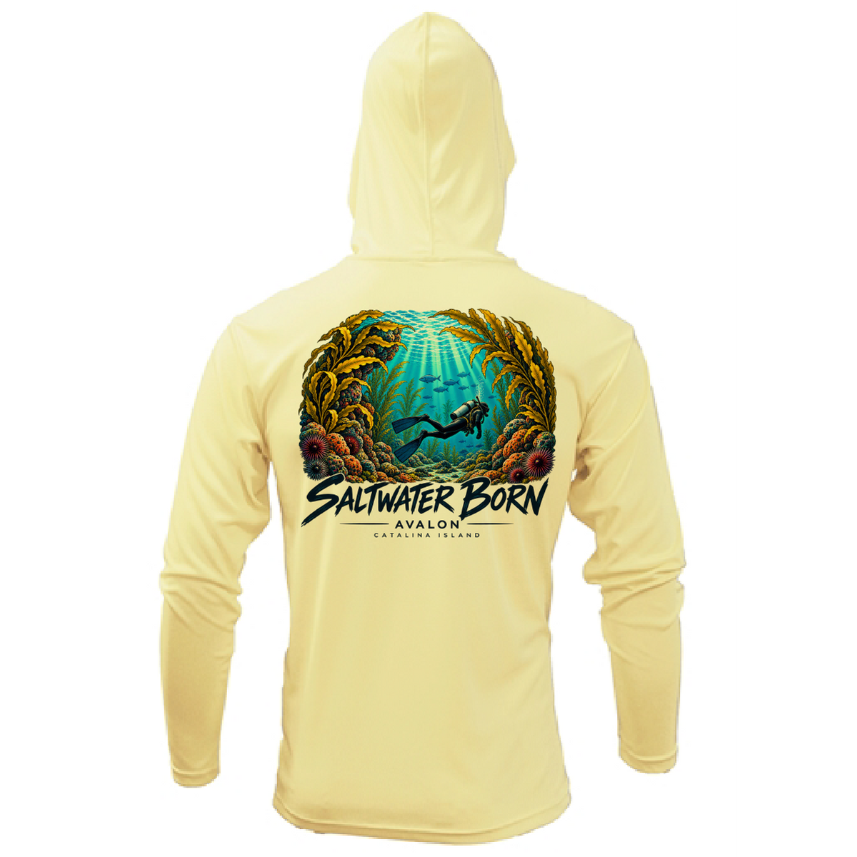 Avalon, CA Underwater Reef Adventure Men's Long Sleeve UPF 50+ Dry-Fit Hoodie
