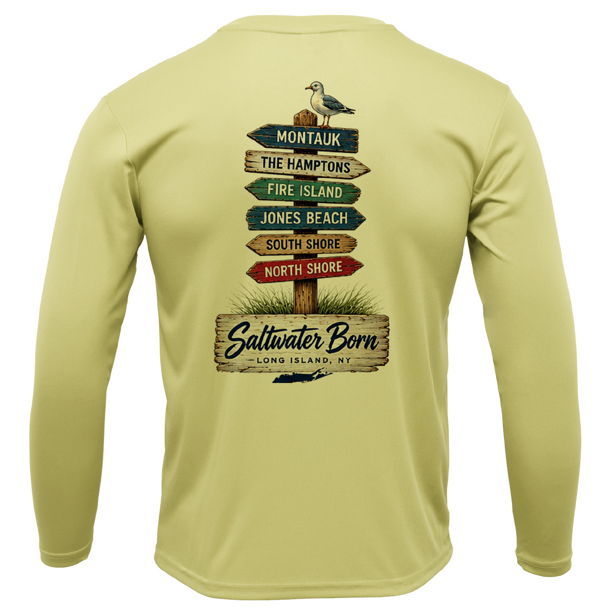 Long Island, NY Signs Men's Long Sleeve UPF 50+ Dry-Fit Shirt