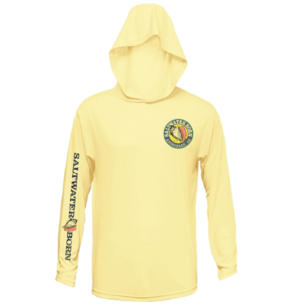 Anchorage, AK Mountain Moose Men's Long Sleeve UPF 50+ Dry-Fit Hoodie