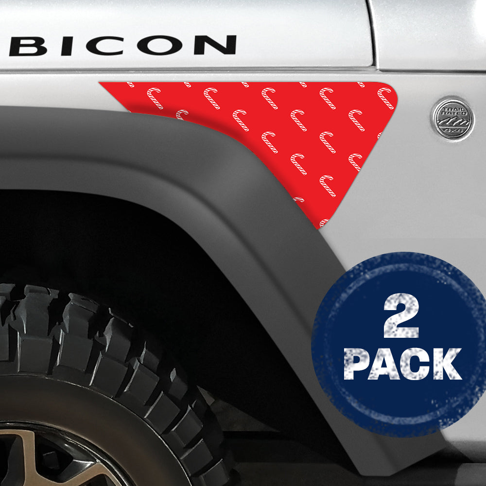Candy Cane Paper 2pc Vinyl Fender Decal