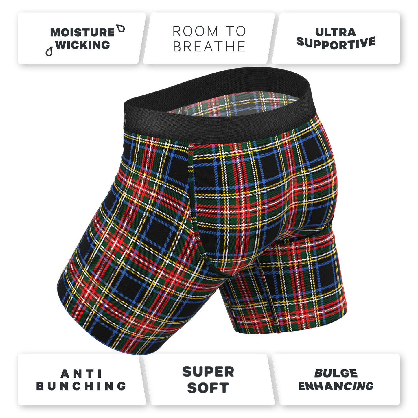 The Cappuccino | Holiday Tartan Plaid Long Leg Ball Hammock® Pouch Underwear With Fly