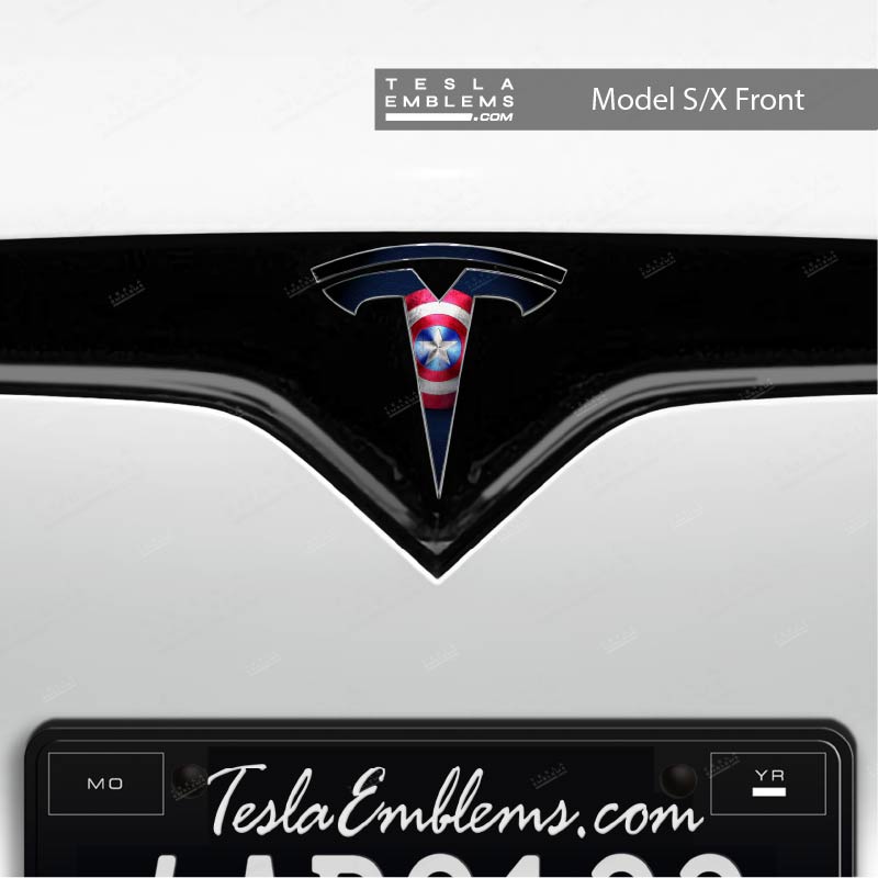 Captain America Tesla Emblem Decals (Front + Back) | Model S