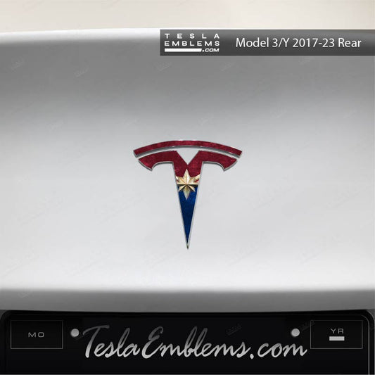Captain Marvel Tesla Emblem Decals (Front + Back) | Model S