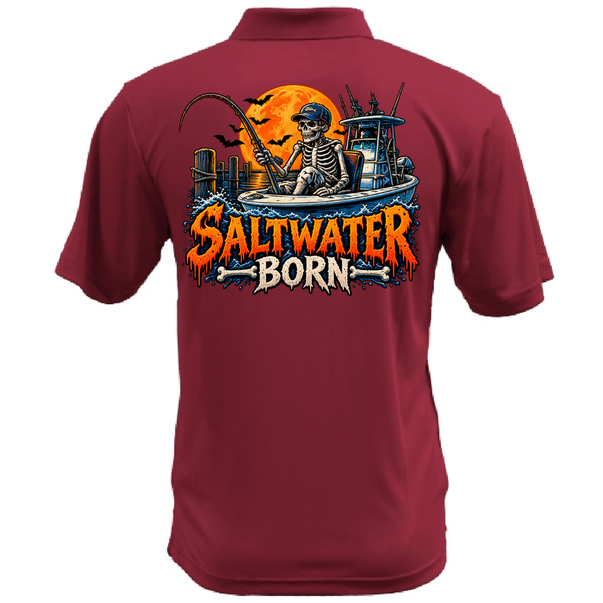 Dead Men Fish Still Men's Short Sleeve UPF 50+ Dry-Fit Polo