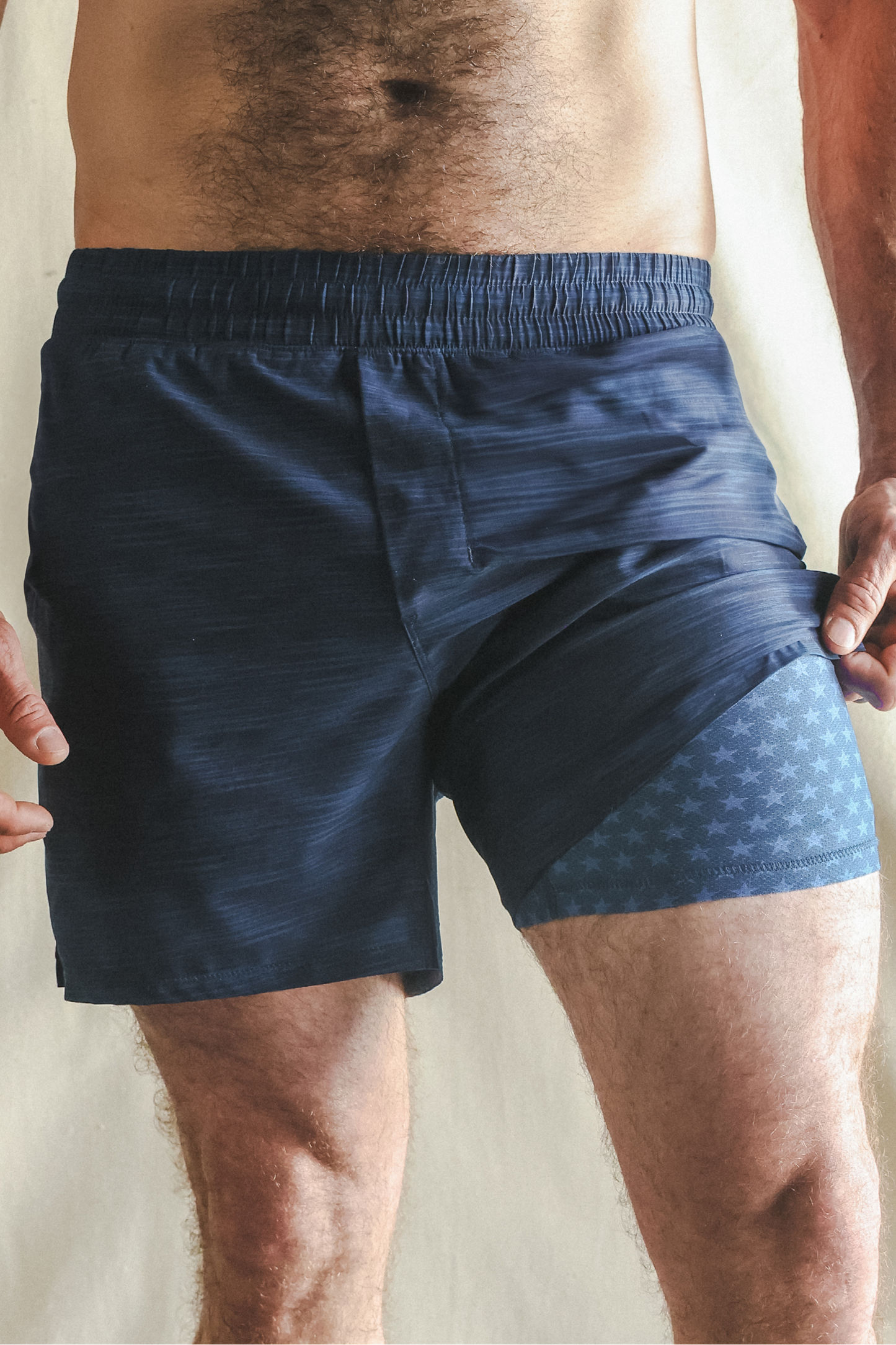 The Cardio King | Navy Space Dye Ball Hammock® 5 Inch Athletic Shorts