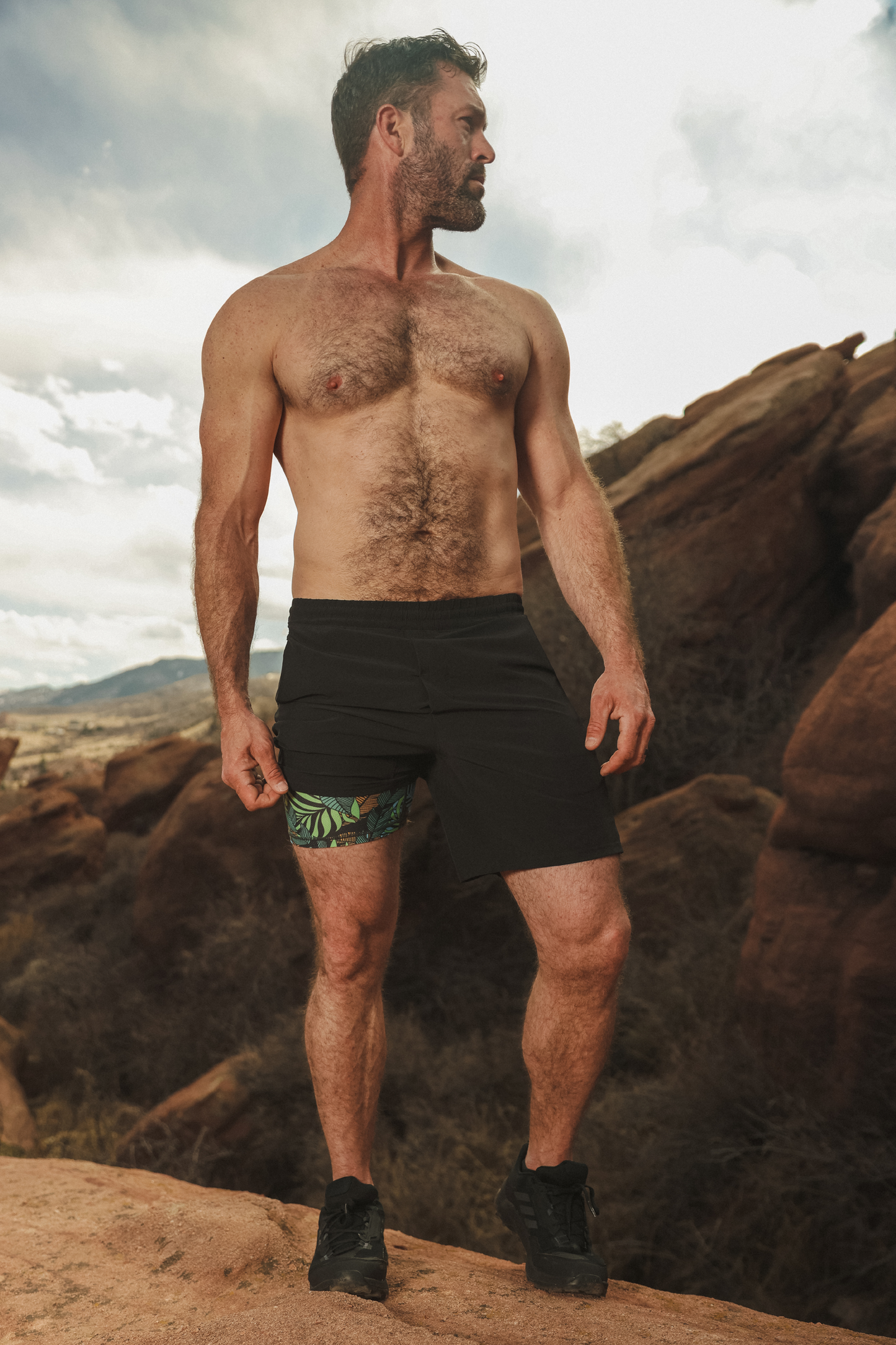 The Cardio King | Navy Space Dye Ball Hammock® 5 Inch Athletic Shorts