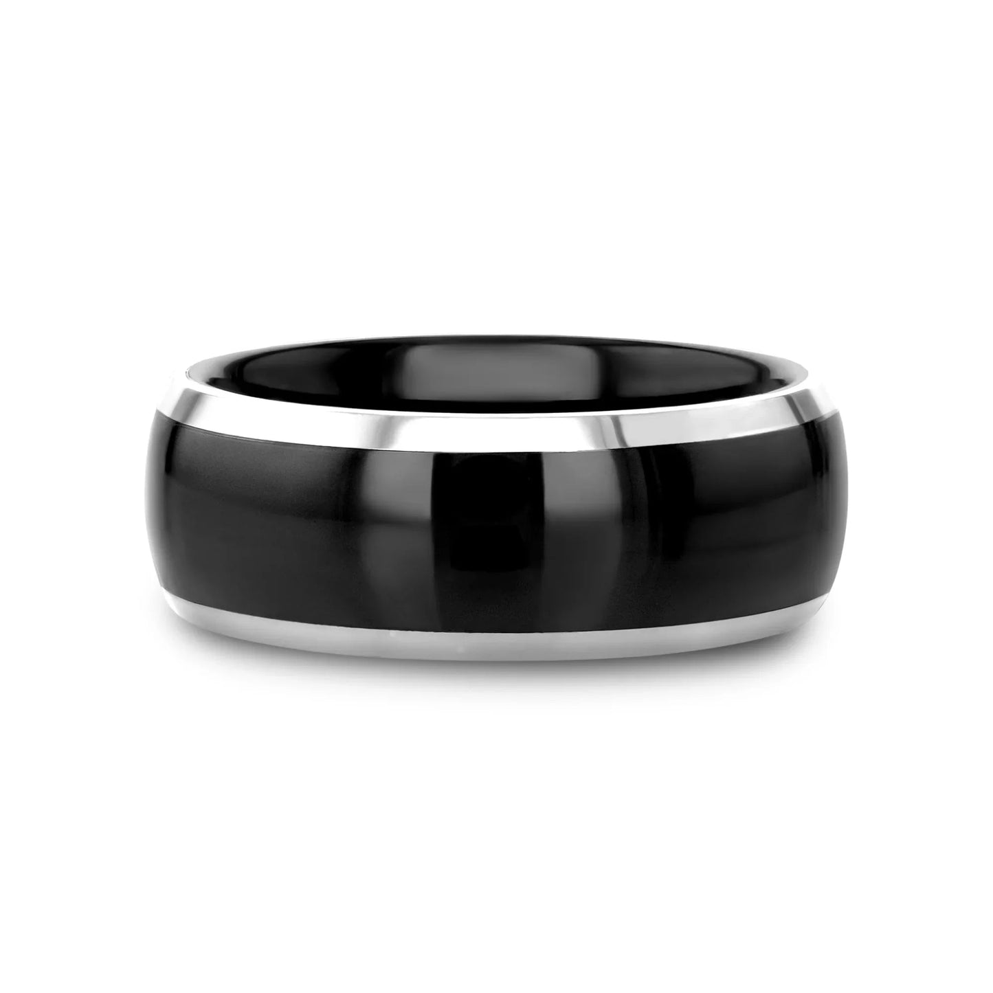 CARRERA Domed Black Ceramic and Tungsten Wedding Band, Comfort Fit — 6mm to 10mm