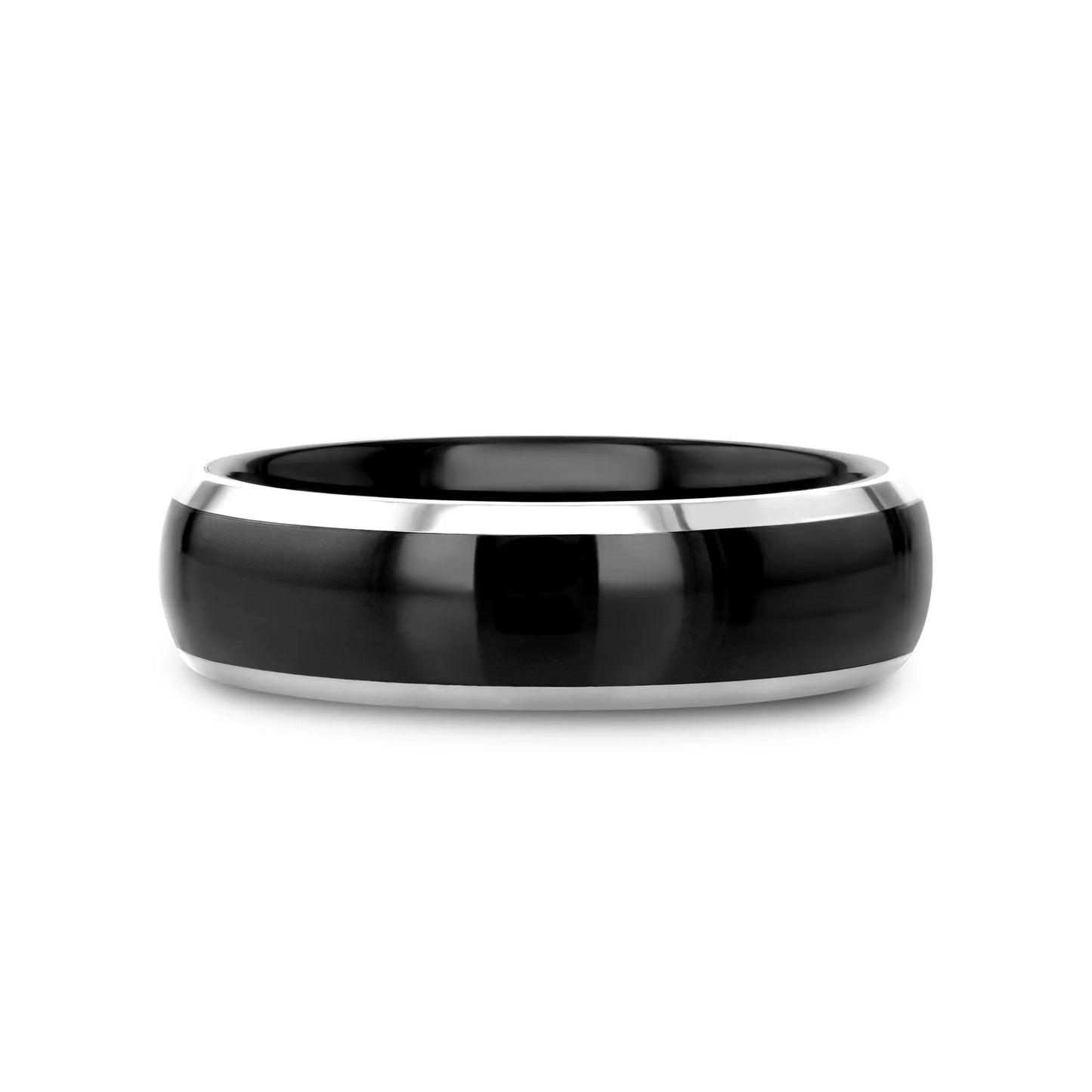 CARRERA Domed Black Ceramic and Tungsten Wedding Band, Comfort Fit — 6mm to 10mm