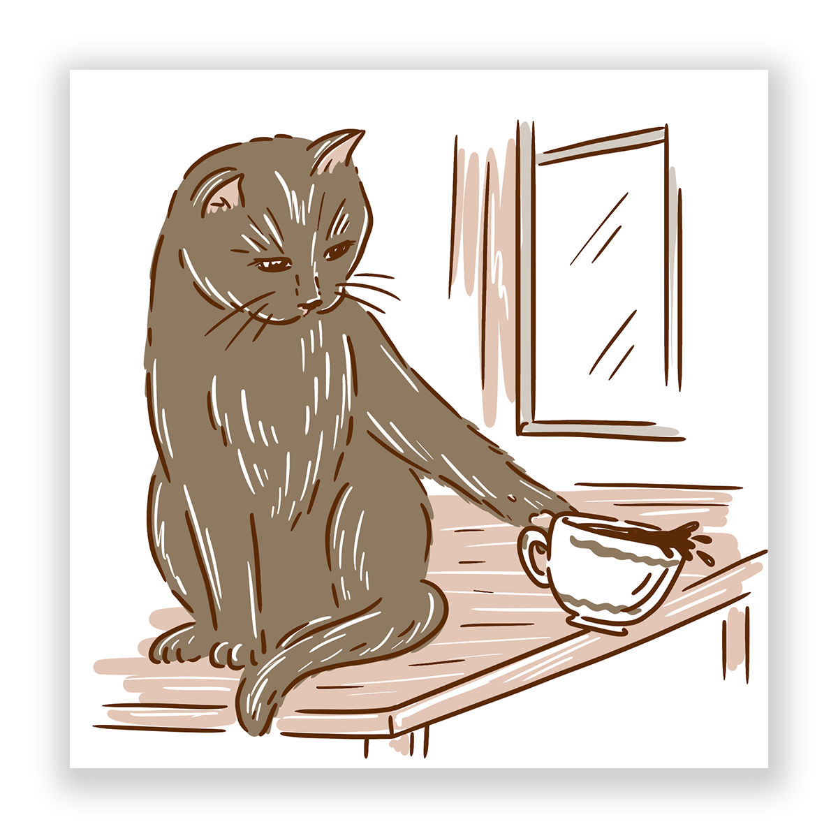 Cat On Table Sticker
