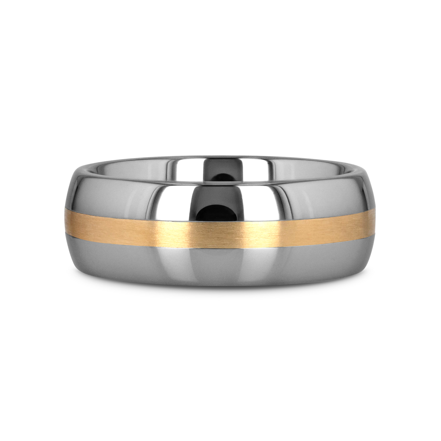 CENTURION 14K Gold Inlaid Domed Tungsten Ring 6mm or 8mm