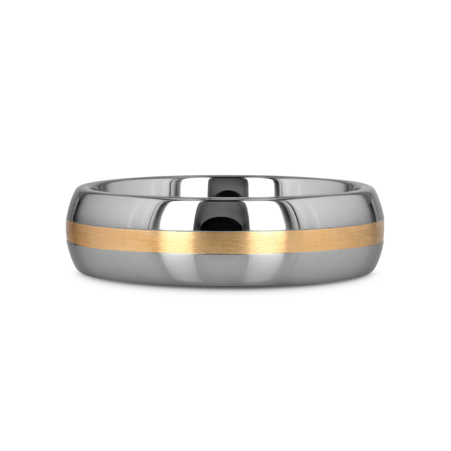 CENTURION 14K Gold Inlaid Domed Tungsten Ring 6mm or 8mm