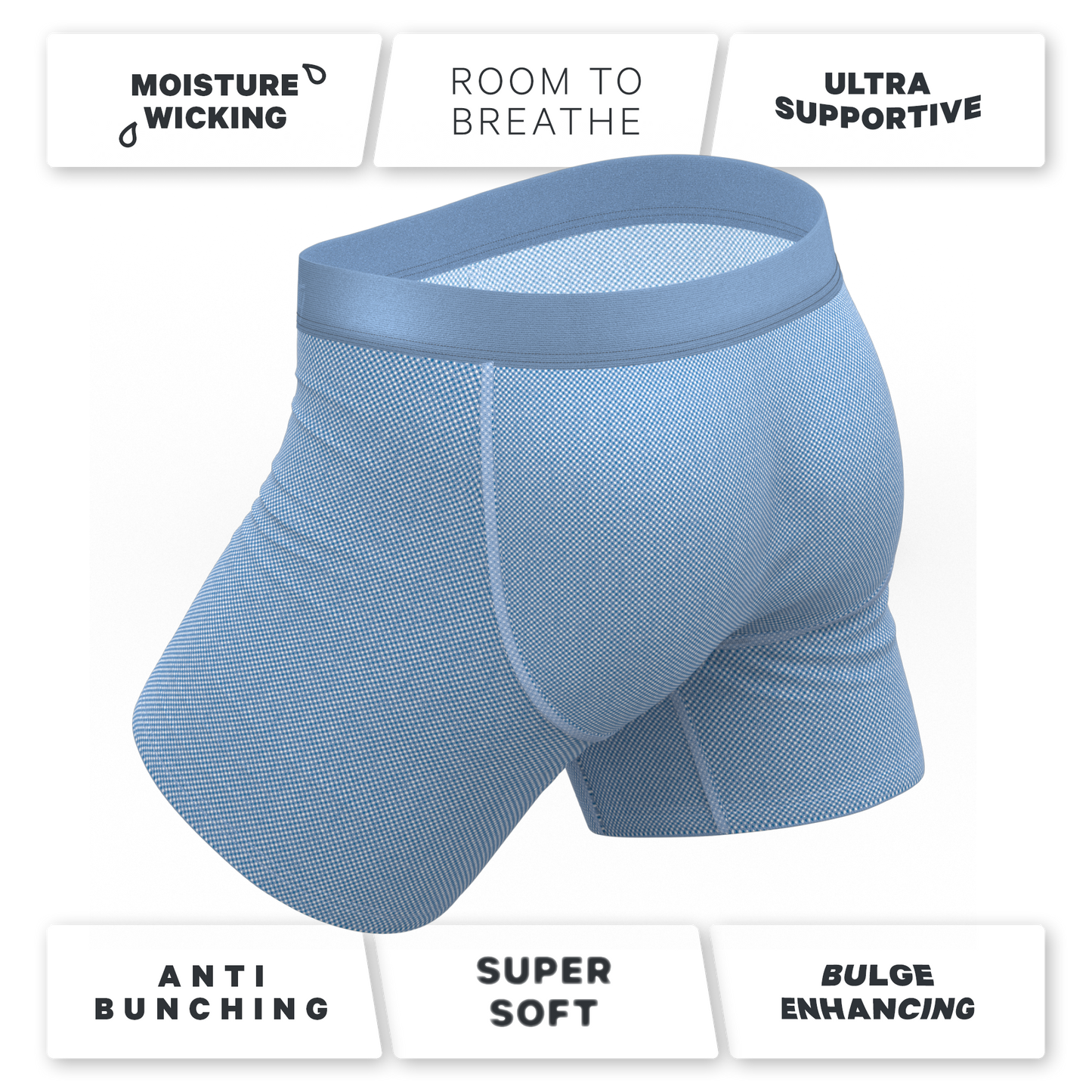 The Chambray All Day | Blue Chambray Ball Hammock® Pouch Underwear With Fly