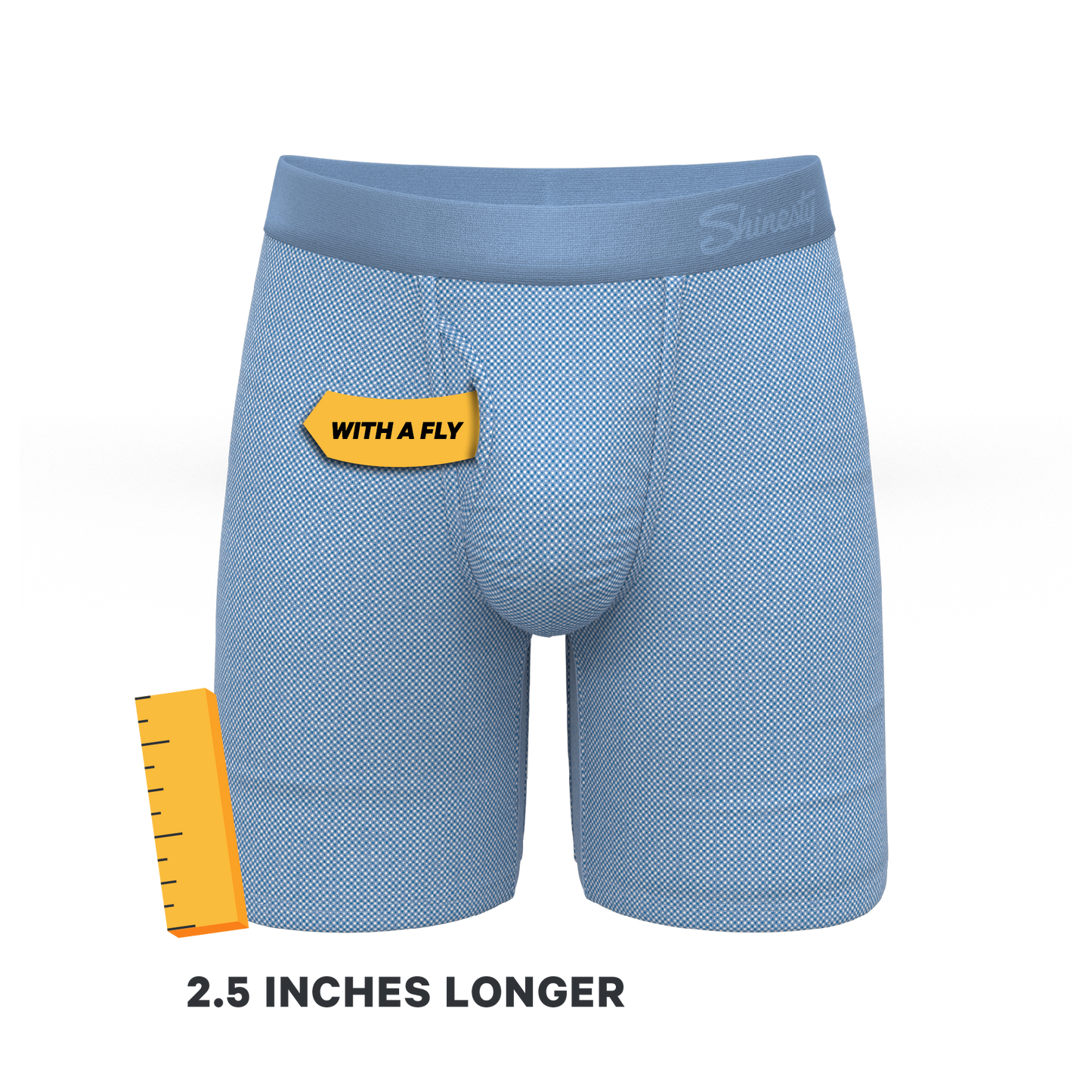 The Chambray All Day | Blue Chambray Long Leg Ball Hammock® Pouch Underwear With Fly