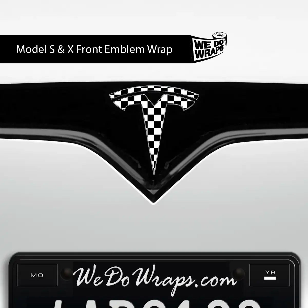Checkered Tesla Emblem Decals (Front + Back) | Model S